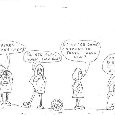 Le premier match de foot :  0 à 0, mais ambiance très courtoise !