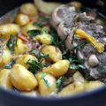 Petit roti de veau, grenailles de Noirmoutier, poivrons, carottes.