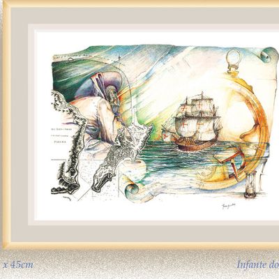 paintings watercolours maritime charts TRYPTIC N°3