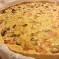 Quiche champignons, blancs de dinde, oignons et pâte brisée à l'huile d'olive