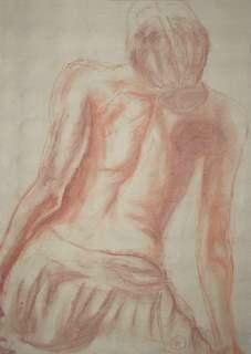 OEUVRES de Sylvie Rouxel , Red chalk drawings 
