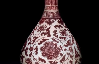 An Underglaze-Red ‘Floral’ Pear-Shaped Vase, Yuhuchunping, Hongwu Period, 1368-1398