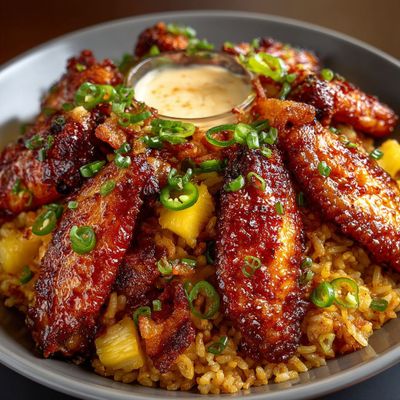 Riz Frit Ailes Poulet Ananas