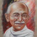 Gandhi (peinture à tempera sur toile de jute)