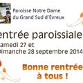 Rentrée paroissiale 2014, un week-end à réserver dès maintenant dans vos agendas !