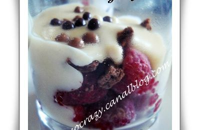 Verrine framboises, Chocolat et Crème Anglaise