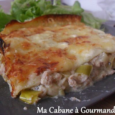 Lasagnes aux poireaux et thon 