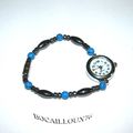 BRACELET MONTRE HOWLITE BLEUE HEMATITE 4 