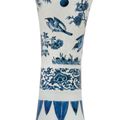 A blue and white gu-form 'bird and flower' vase, Transitional period, mid-17th century