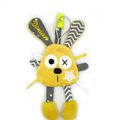 Doudou lapin attache tétine jaune gris