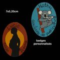 badges en bois (koalas, femme enceinte)