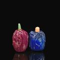 Ruby-colored hardstone,  lapis lazuli, aquamarine, turquoise  snuff bottles