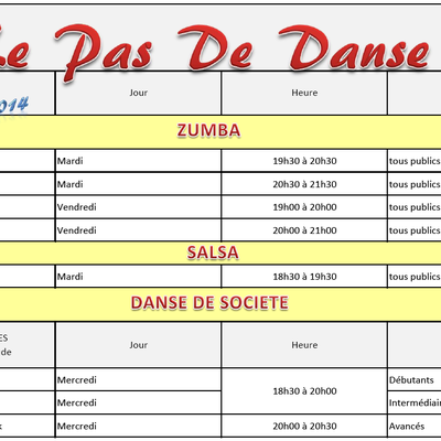 Planning des danses, octobre 2013
