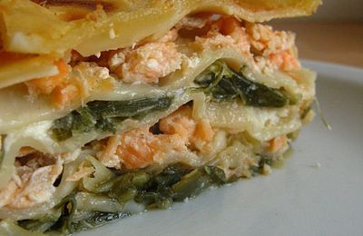 Lasagnes aux deux saumons et aux poireaux