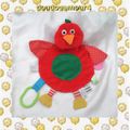 Doudou Peluche Plat Oiseau Rouge Rond Vert James Galt & Co Ltd.