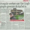 Algemeen Dagblad : Vroegste werken van Van Gogh gingen gewoon de kachel in !