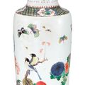 A famille-verte rouleau vase, Qing dynasty (1644-1911)