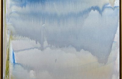 Olivier Debré (1920-1999), Coulée gris bleue de Loire aux taches vertes épaisses, 1990