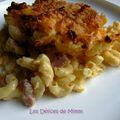 Gratin de coquillettes aux lardons et au cheddar