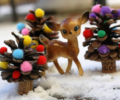 let's go fly a kite: Crafting with my kids: Pompom pine cone forest