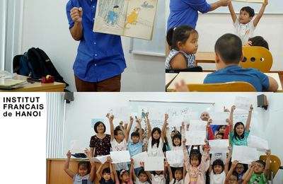 Photos de classes pendant ma tournée des Médiathèques de l’Institut Français au Vietnam.