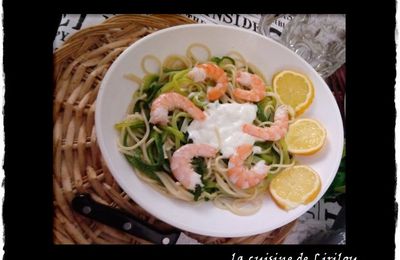 Duo de spaghettis aux crevettes