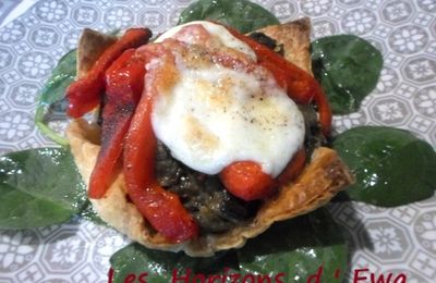 Feuilletés à la purée d'aubergines et poivrons
