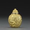 An unusual high karat gold 'dragon' snuff bottle, Qianlong mark