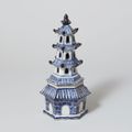 Blue and white pagoda-shaped incense burner, Ming dynasty, 16th-17th century