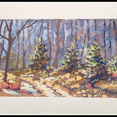 GOUACHE " Traces de neige"