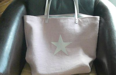 sac cabas le "lily" cabas en lin rose avec une