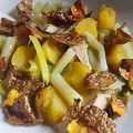 Petite variation sur le poireau, pomme de terre et truite fumée