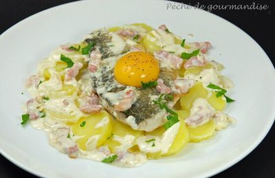 Bar ( ou daurade ) comme une carbonara d'après Valérie Costa