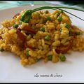 risotto aux poivrons, petits pois et curcuma