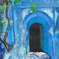 une porte à Chef Chaouen peinte à l'acrylique