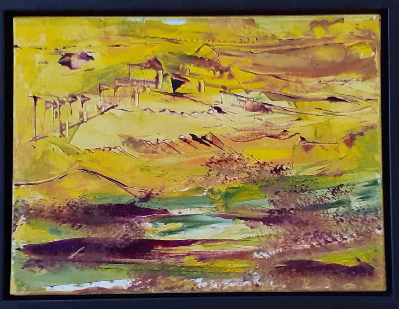 Autre réalité lumineuse, acryl 2019, 30X40cm, (n°133) cadre noir,