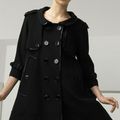 Burberry London Double Breasted Swing Coat with Patent Piping 