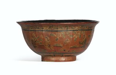A 'Qiangjin' and 'Tianqi' Lacquer Bowl, Mark and Period of Wanli, dated in Accordance with 1591