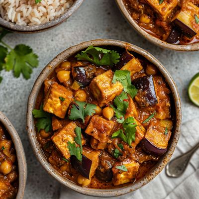 Cari Aubergine Tofu et Pois Chiches : L'Épice Végétarienne et Fondante 🌶️