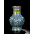 A rare and massive cloisonne hu vase with an imperial poem. Qing dynasty, Qianlong period