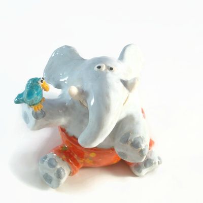 Eléphant et son copain l'oiseau