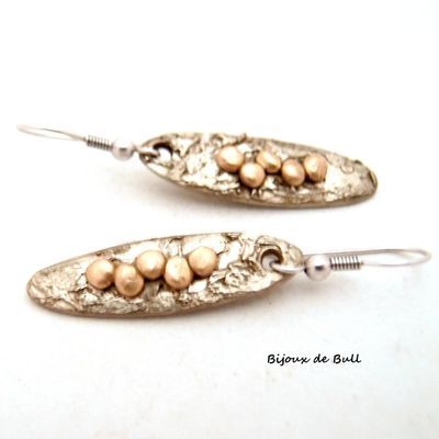 BO613 - Longues boucles ovales en bronze bicolore