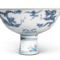 A blue and white stembowl, Ming dynasty, 16th century