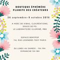 Boutique éphémère Planète des Créateurs 26 sept-9 oct 2016