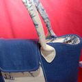 Sac en toile de Jouy bleu et lin cobalt