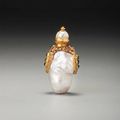 A Baroque pearl, crystal, glass and gold snuff bottle; Imperial, attributed to Guangzhou, 1760–1799