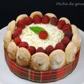 Gâteau bavarois au chocolat blanc et framboises