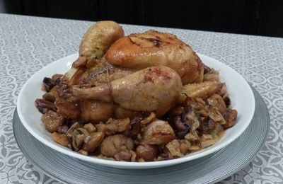 Poulet farci pour les fêtes (pomme/châtaigne/raisins secs)