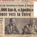 La mission Apollo XI dans l'Est Républicain du 23 juillet 1969