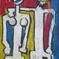 Couple 1. 1999.Technique mixte sur bois.Dimension